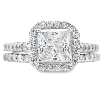 Elegant Natural Cubic Zirconia Engagement Ring in Sterling Silver