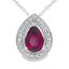 .52ct Pendentif en Grenat et Diamant en Or Blanc 10KT