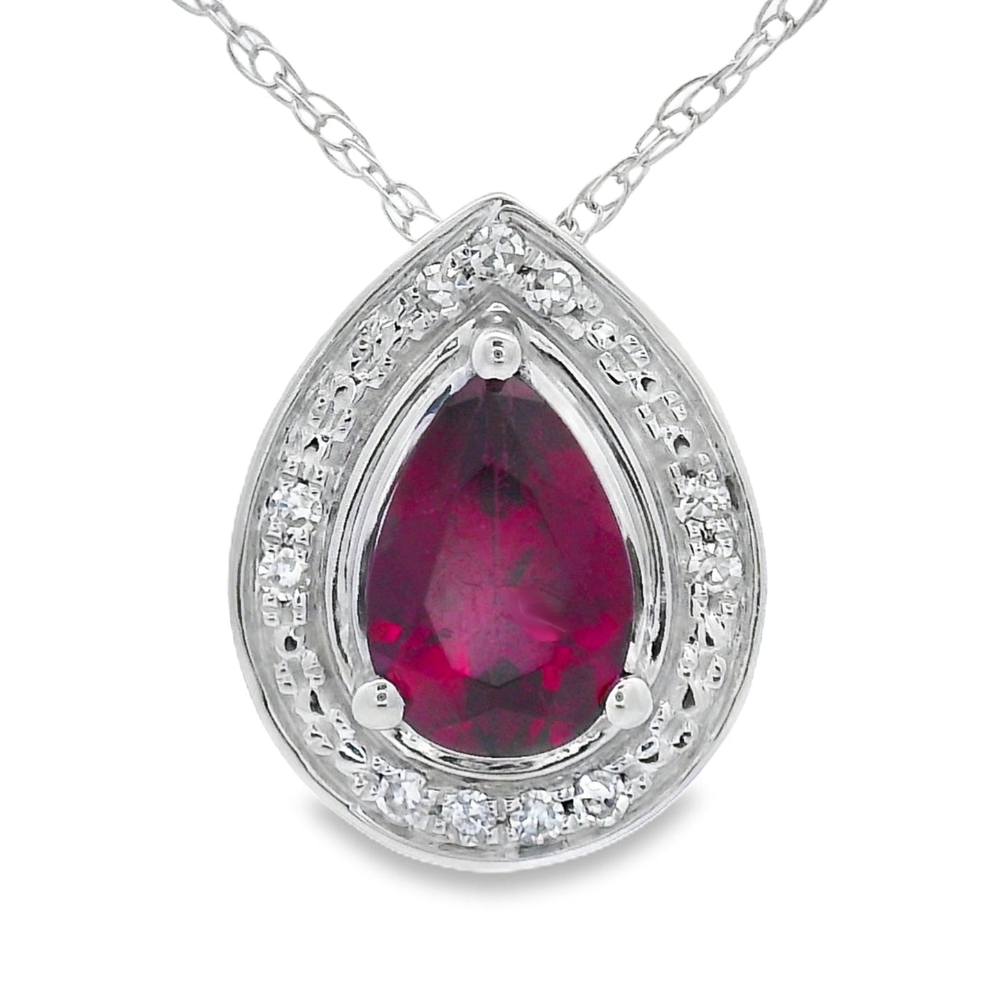 .52ct Pendentif en Grenat et Diamant en Or Blanc 10KT