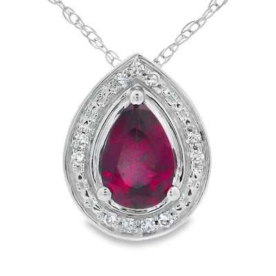 .52ct Pendentif en Grenat et Diamant en Or Blanc 10KT