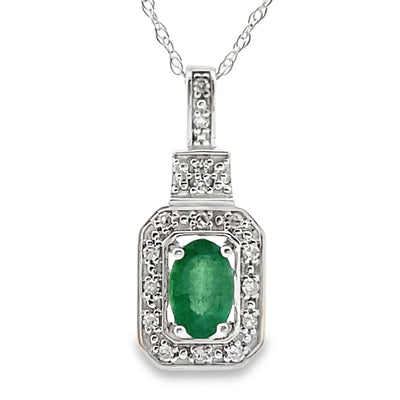 .57ct Pendentif de Mode en Diamant Émeraude en Or Blanc 10KT