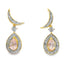 Pendientes Colgantes de Diamante de Cuarzo Rosa en Oro Amarillo de 10KT