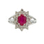 Anillo de Rubí y Diamante Natural de 1.65ct en Oro Blanco de 14KT