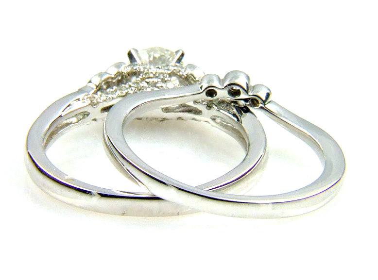 Bague de fiançailles antique de 0,90 ct en or blanc 14KT