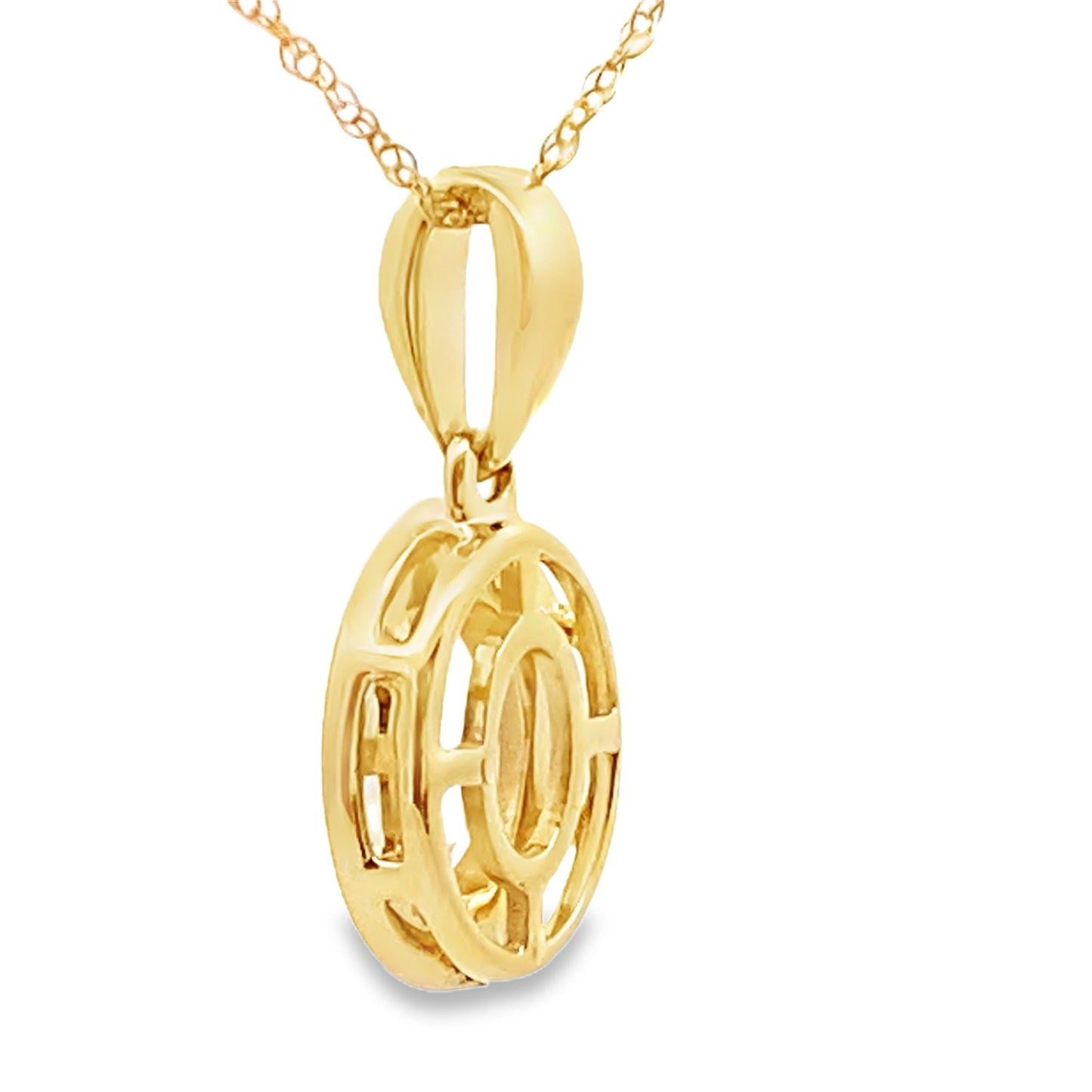 Rose Quartz Diamond Pendant in 10KT Yellow Gold