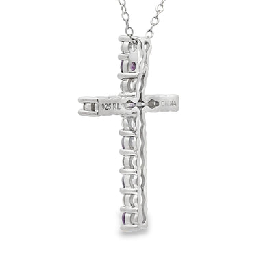 .50ct Amethyst Cross Pendant in Sterling Silver