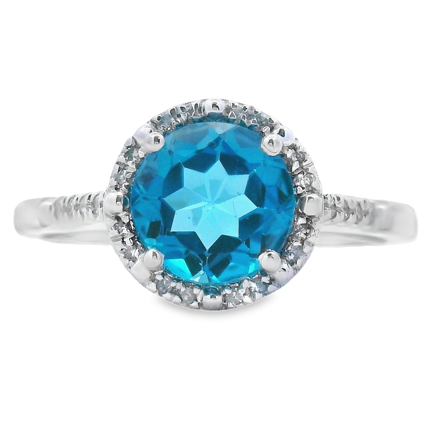 1.35ct London Blue Topaz & Diamond Ring in 10KT White Gold