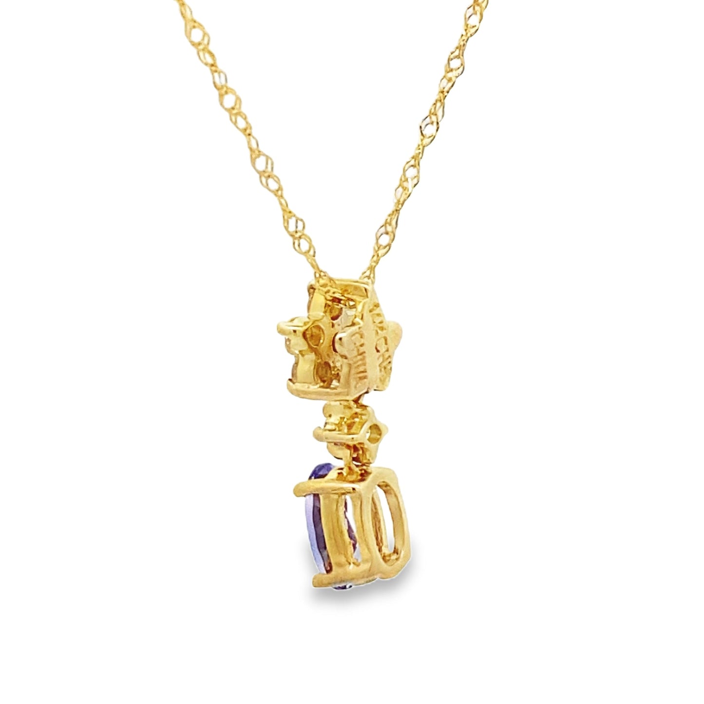 Pendentif en Tanzanite et Diamant en Or Jaune 14KT