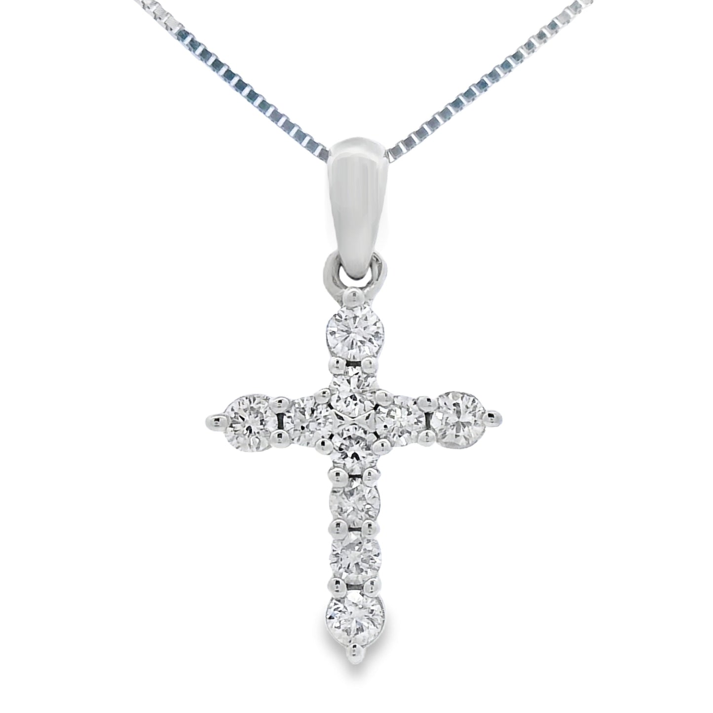 .23ct Pendentif Croix en Diamant en Or Blanc 14KT