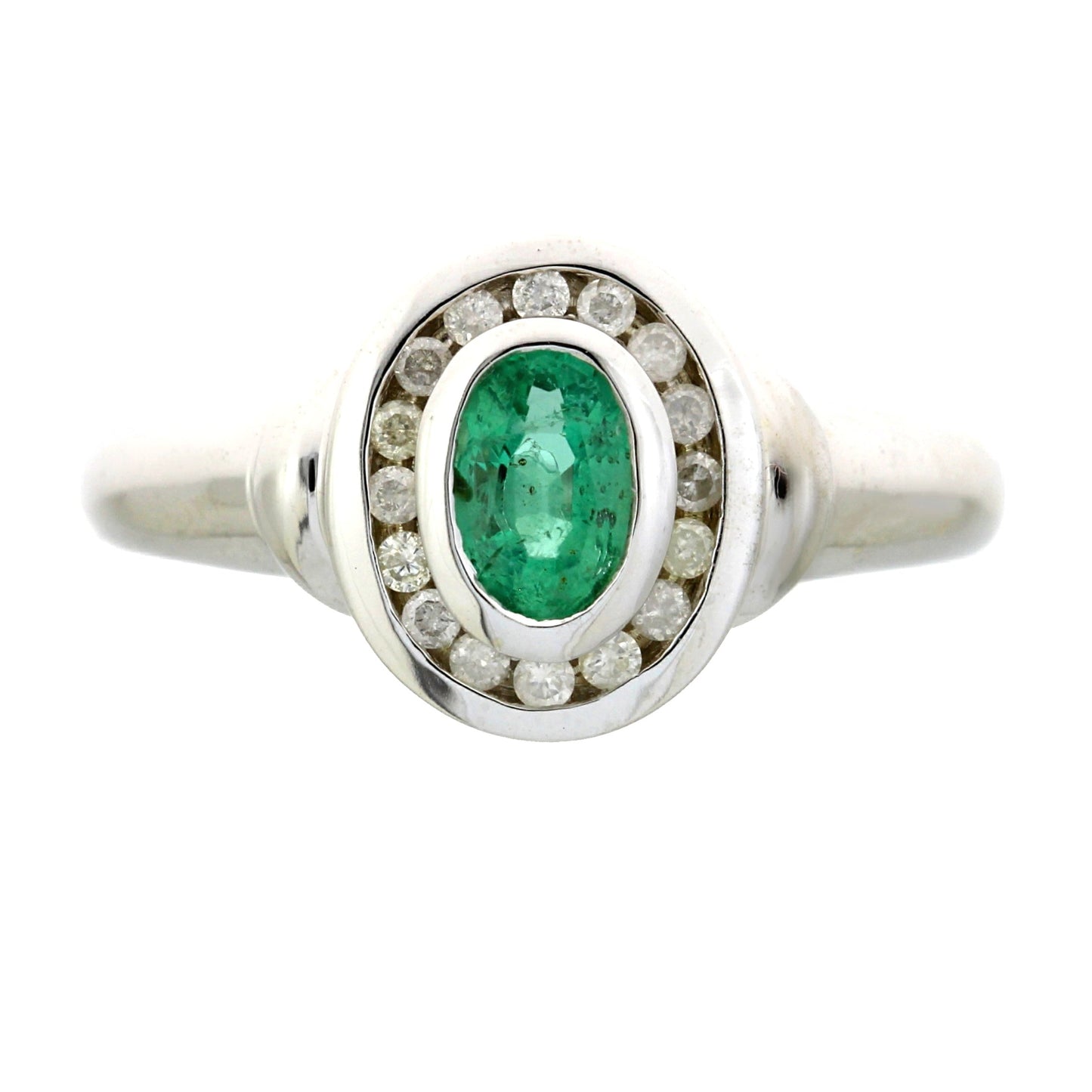 Natural .60ct Emerald Diamond Ring in 10KT White Gold