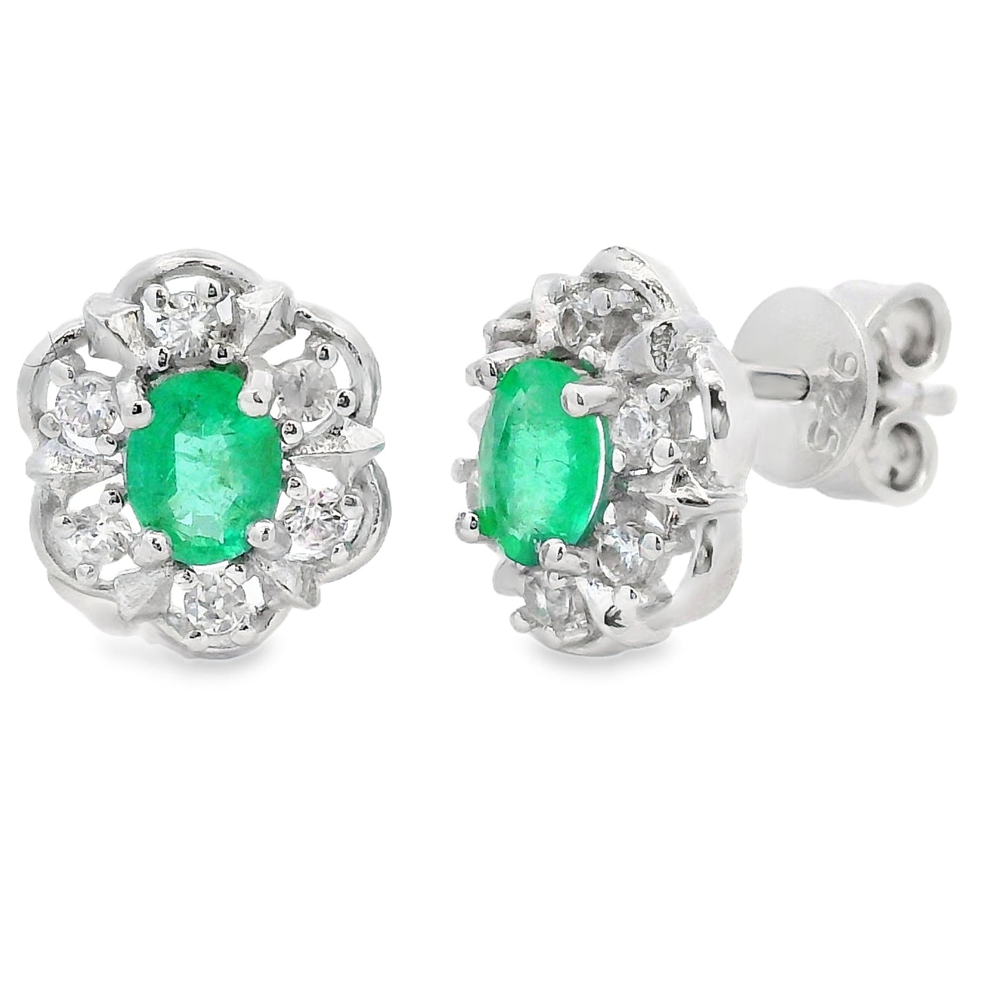 .92ct Emerald Zircon Stud Earrings in Sterling Silver