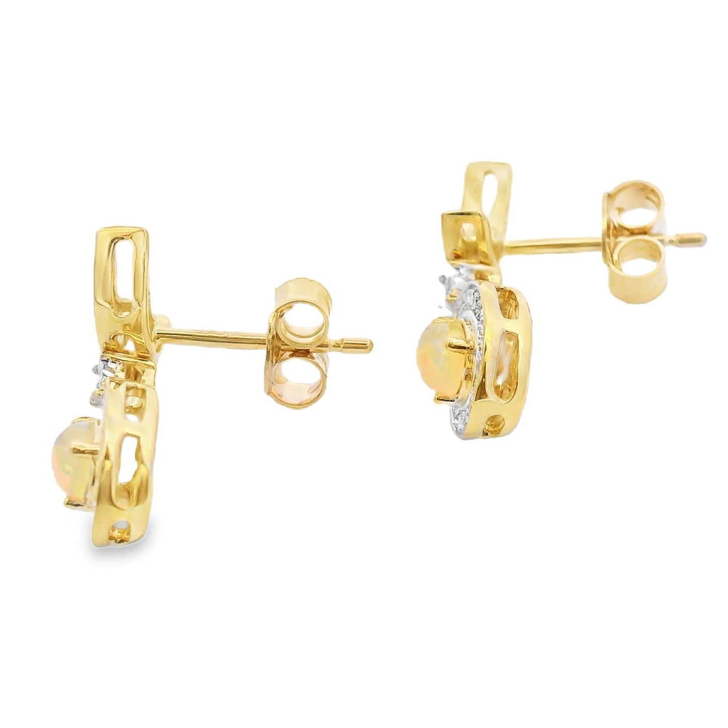 .42ct Opal Diamond Dangle Earrings in 10KT Yellow Gold