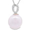.01ct Pendentif de Mode en Diamant et Perle en Or Blanc 10KT