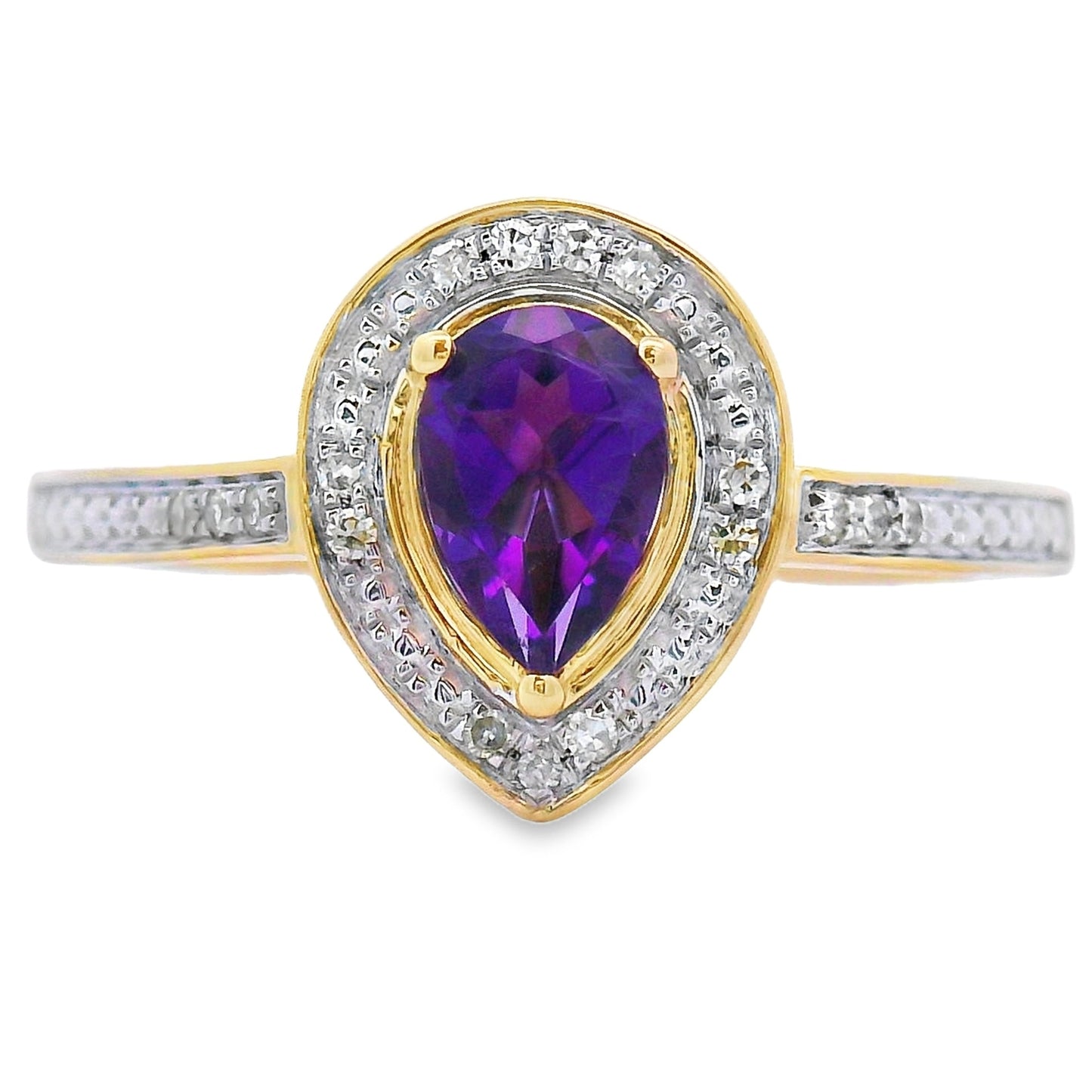 Genuine .42ct Amethyst Diamond Ring in 10KT Yellow Gold