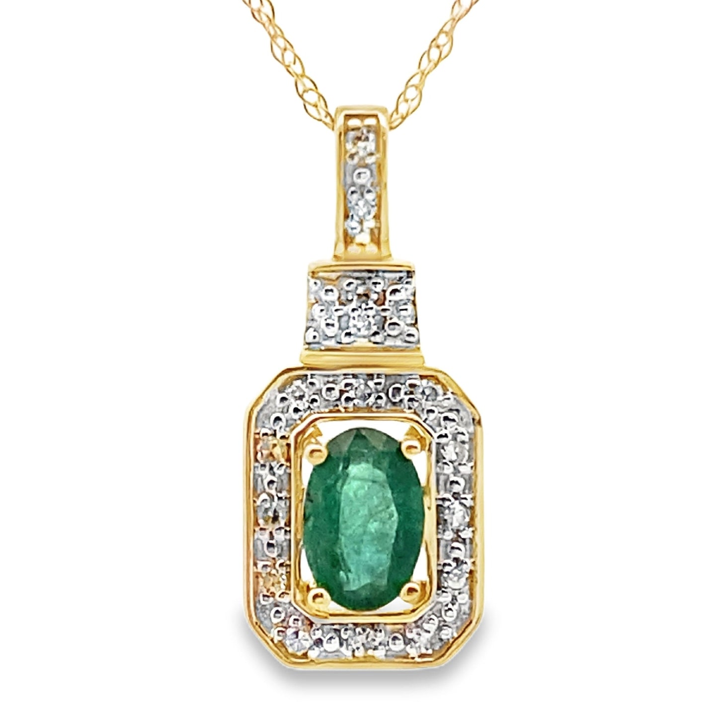 .58ct Colgante de Esmeralda y Diamante en Oro Amarillo de 10KT