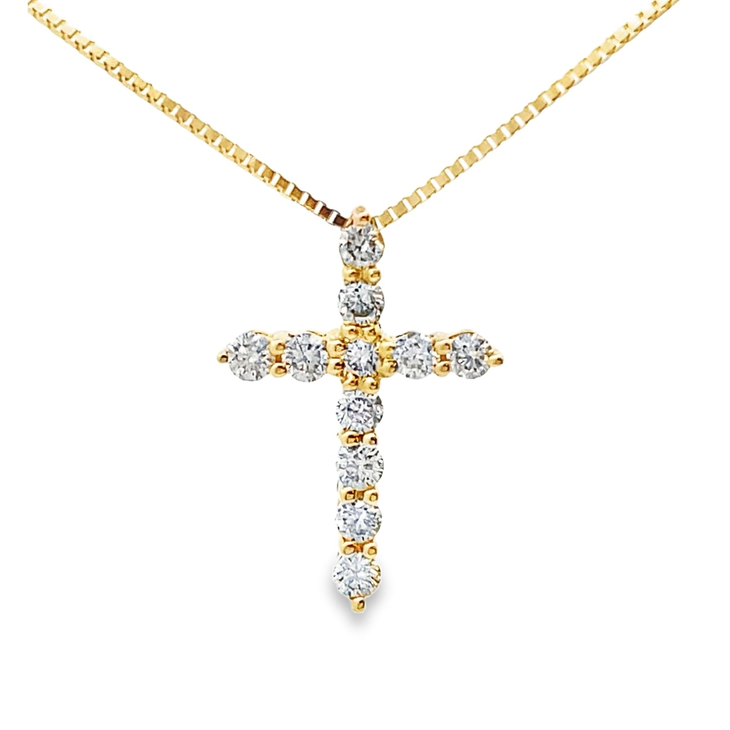 Colgante de Cruz de Diamante de 0.15ct en Oro Amarillo de 14KT