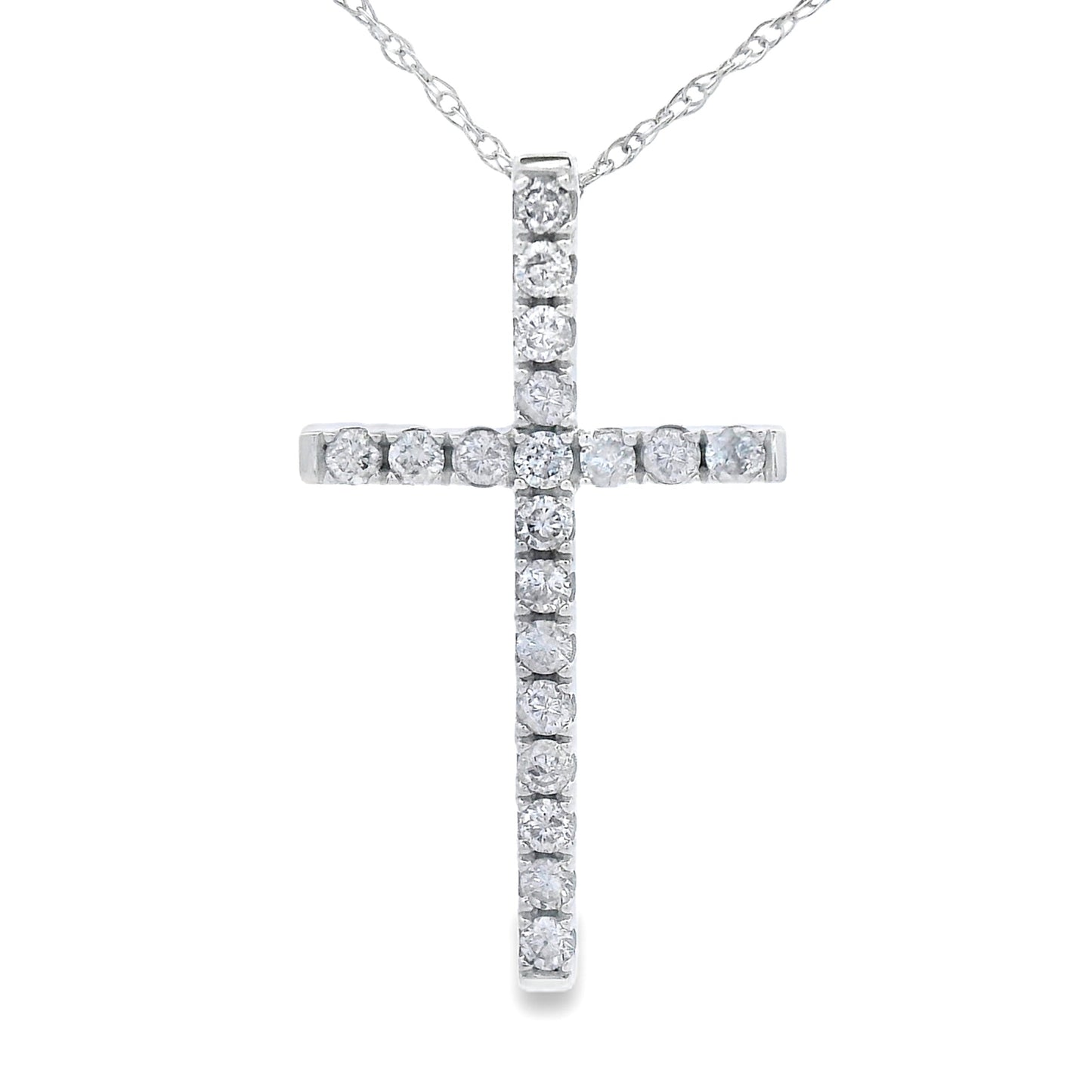 Colgante de Cruz de Diamante de 0.24 quilates en Oro Blanco de 14KT