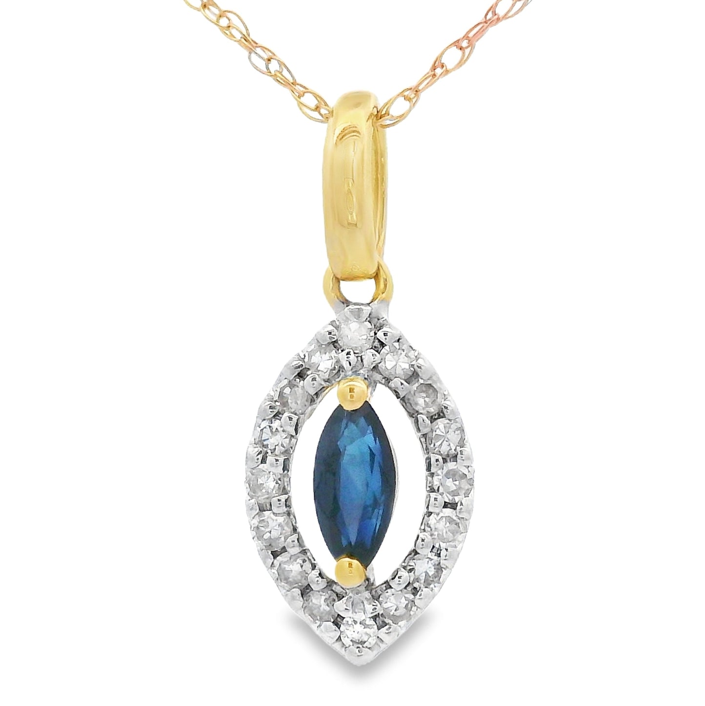 Pendentif de mode en diamant saphir en or jaune 10KT