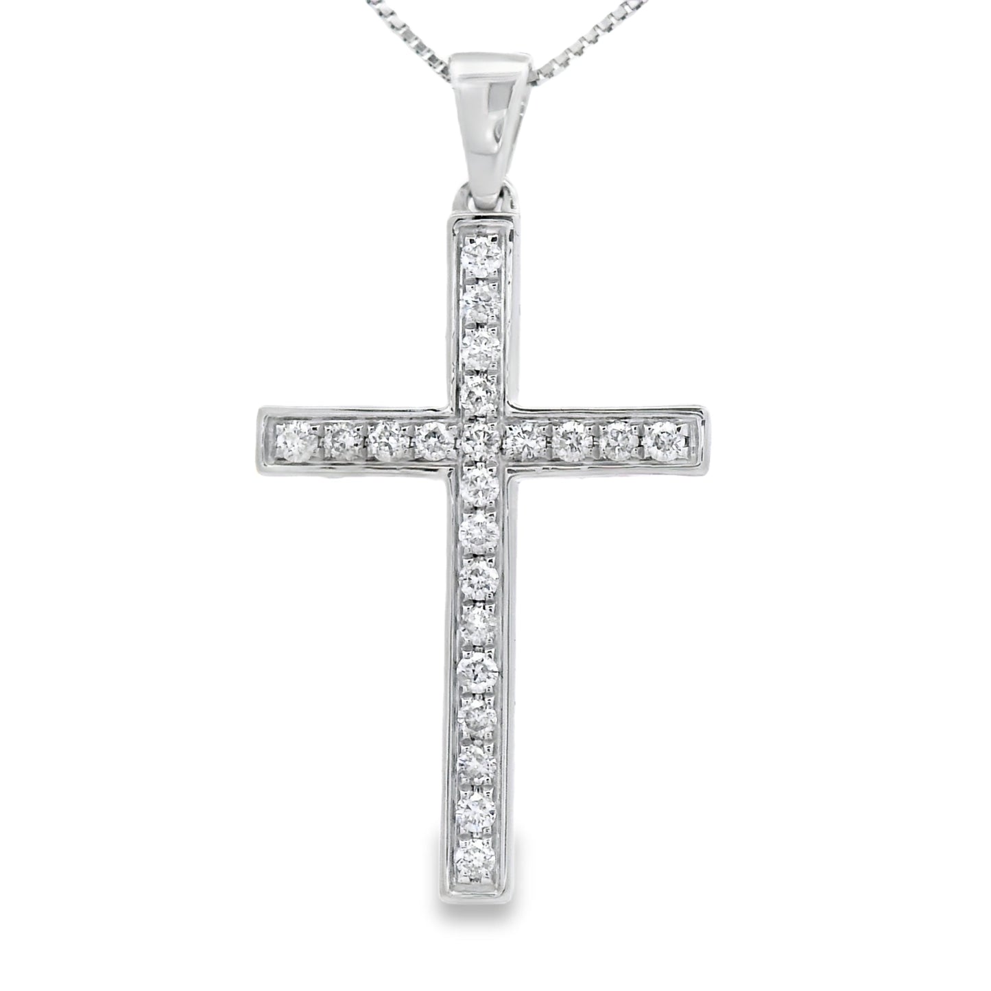 Colgante de Cruz de Diamante de 0.22ct en Oro Blanco de 14KT