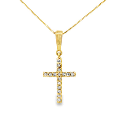 .08ct Diamond Cross Pendant in 10KT Yellow Gold
