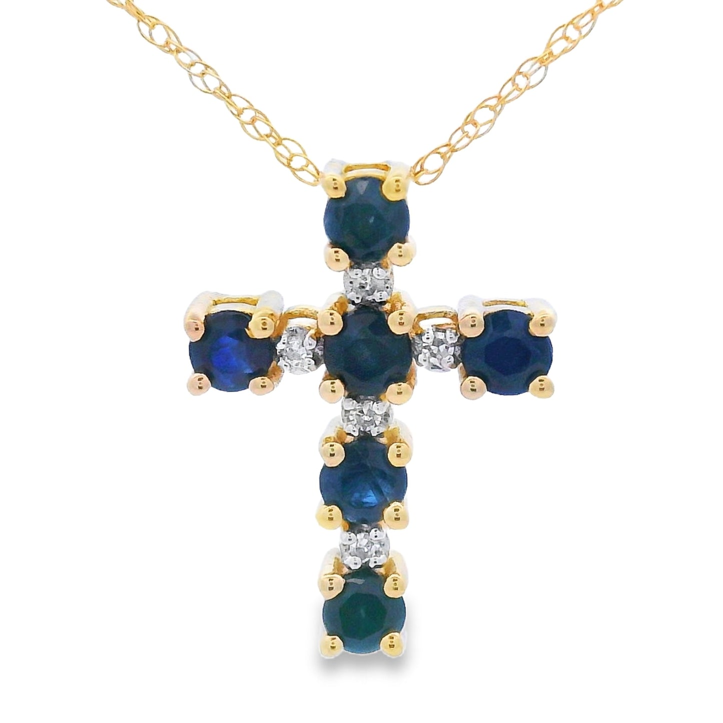 .32ct Sapphire Cross Pendant in 10KT Yellow Gold