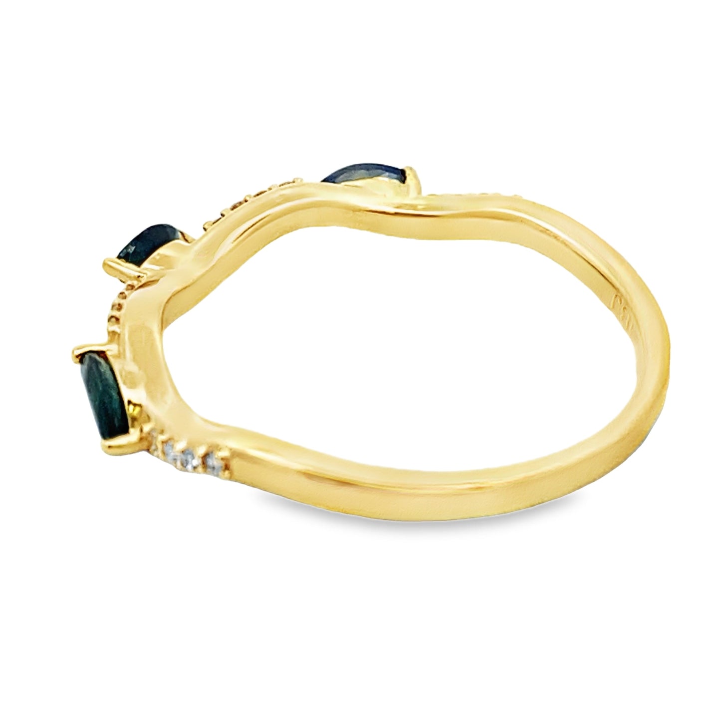 Conjunto de Anillos Apilables de Zafiro y Diamante en Oro Amarillo de 14KT