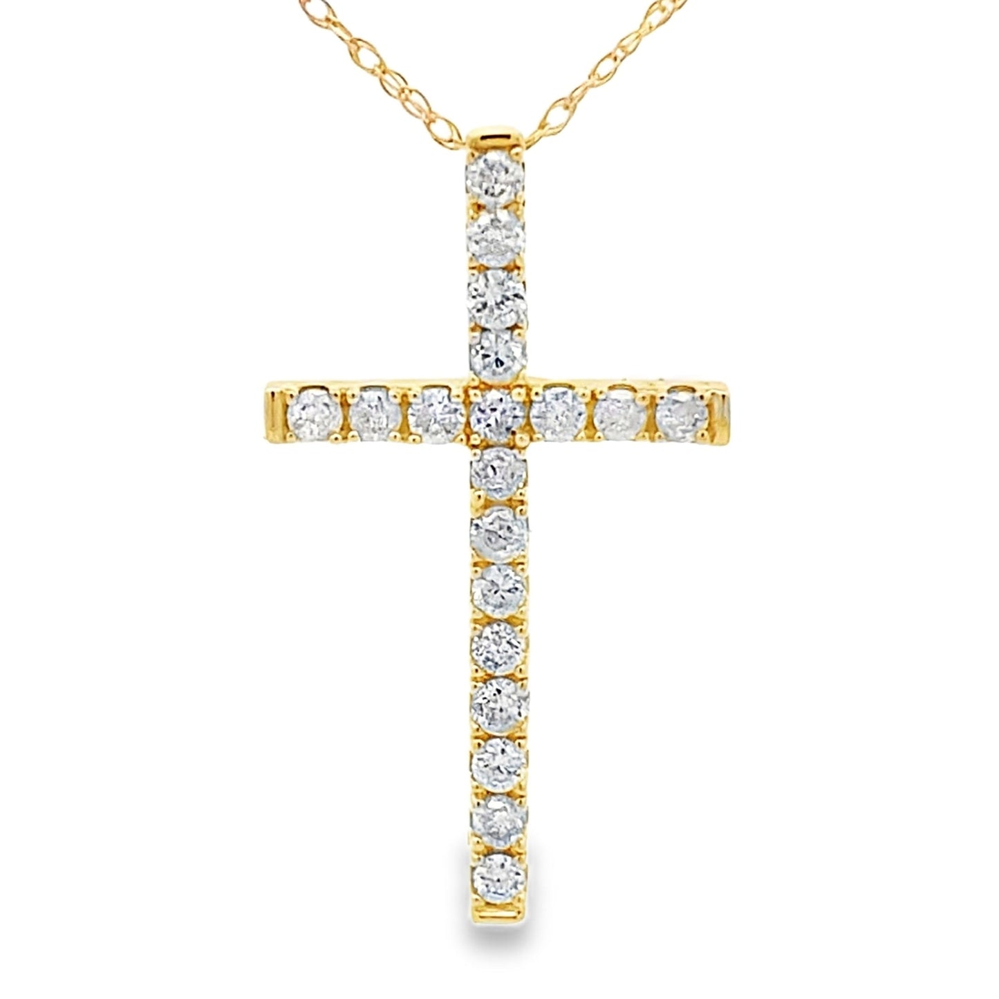 .33ct Pendentif Croix en Diamant en Or Jaune 14KT