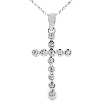 .12ct Diamond Cross Pendant in 14KT White Gold