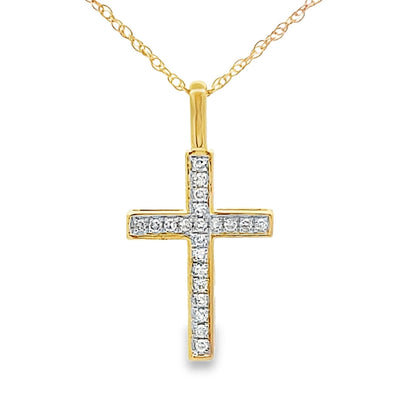 .07ct Diamond Cross Pendant in 10KT Yellow Gold