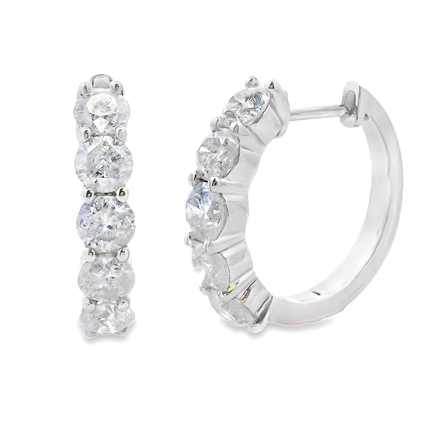 Natural 2.00ct Diamond Hoop Earrings in 14KT White Gold
