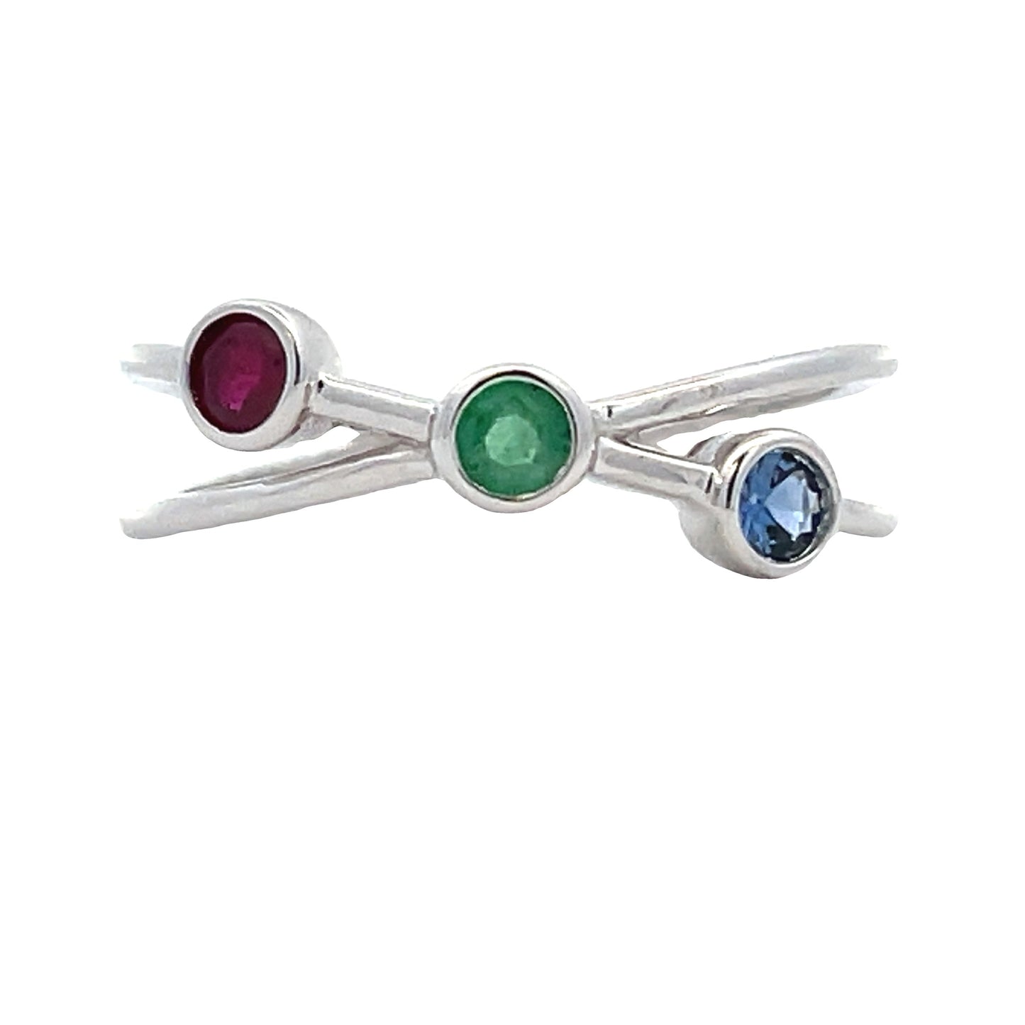 Genuine .31ct Sapphire and Ruby Ring in 14KT White Gold