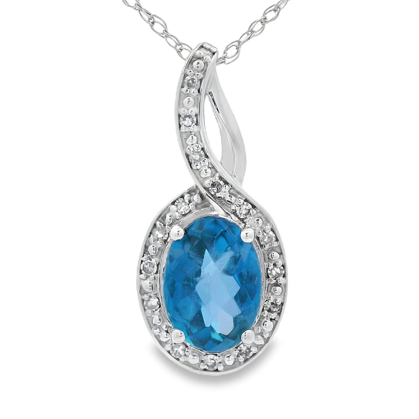 Colgante de Topacio Azul de Londres en Oro Blanco de 10KT