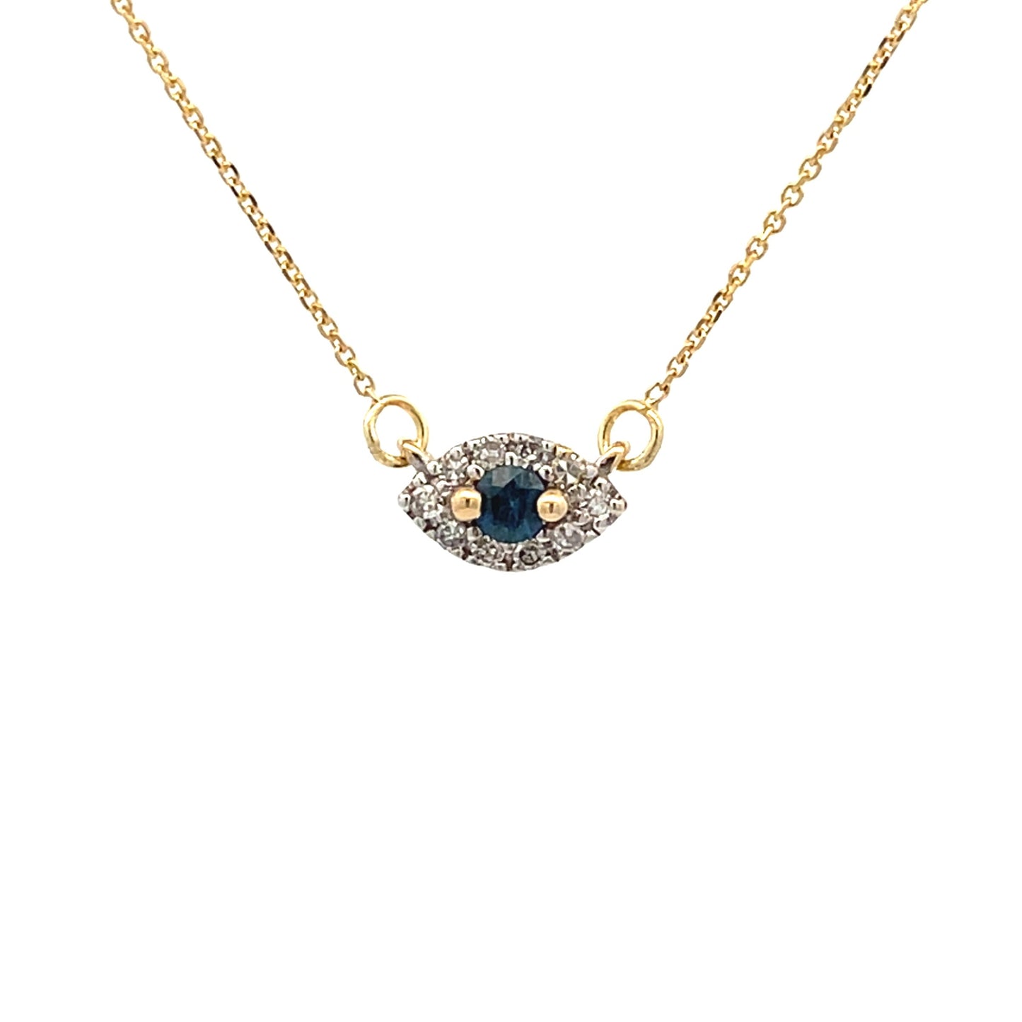 Sapphire Diamond Pendant in 14KT Yellow Gold