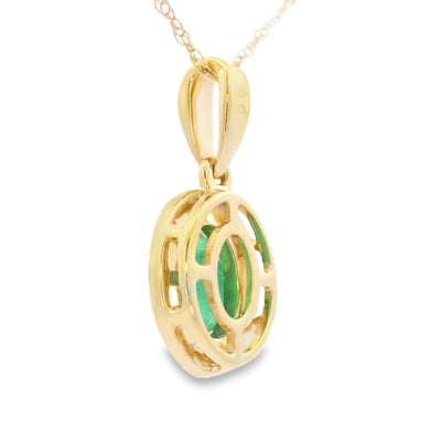.46ct Pendentif Émeraude et Diamant en Or Jaune 10KT