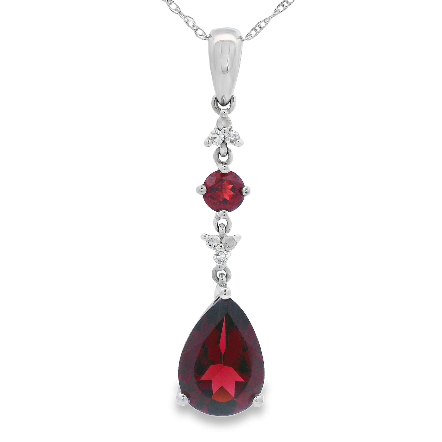 2.25ct Garnet and Diamond Pendant in 14KT White Gold