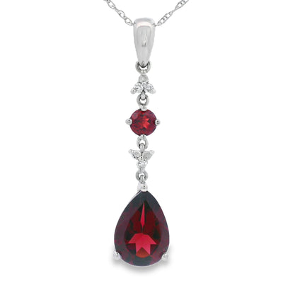 Pendentif en Grenat et Diamant de 2,25 ct en Or Blanc 14KT