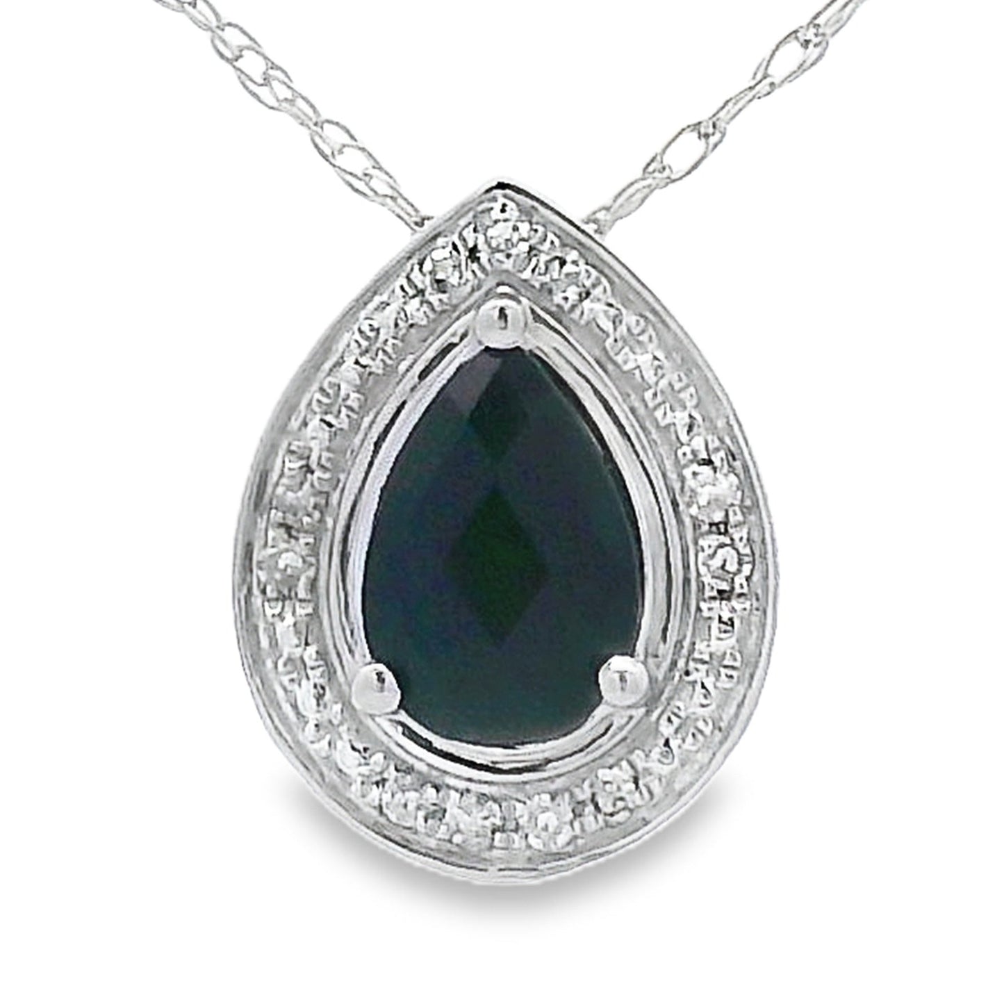 .03ct Pendentif en Onyx et Diamant en Or Blanc 10KT