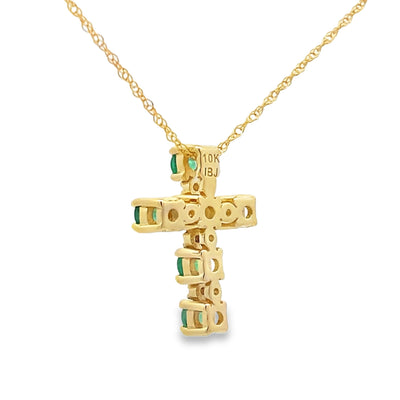 .26ct Emerald Cross Pendant in 10KT Yellow Gold