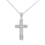 Colgante de Cruz de Diamante de 0.12ct en Oro Blanco de 14KT