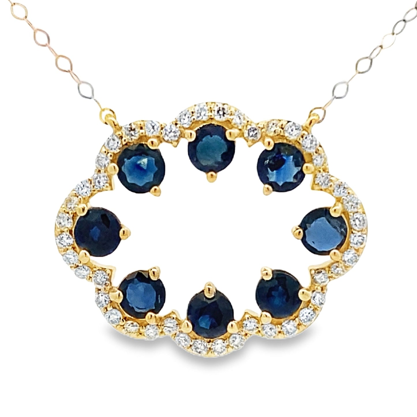Colgante de Moda con Diamante de Zafiro en Oro Amarillo de 14KT