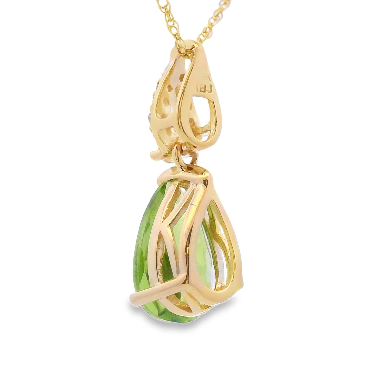 Peridot and Diamond Pendant in 10KT Yellow Gold