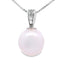 .01ct Pendentif de Mode en Diamant et Perle en Or Blanc 10KT