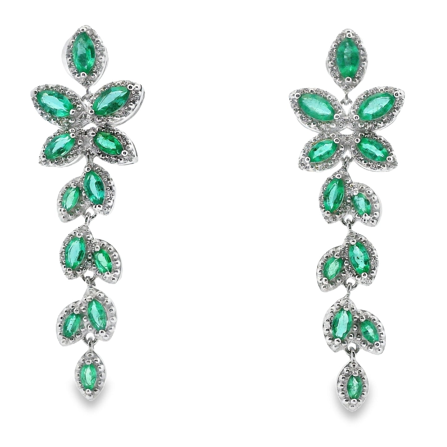 2.02ct Emerald Zircon Dangle Earrings in Sterling Silver