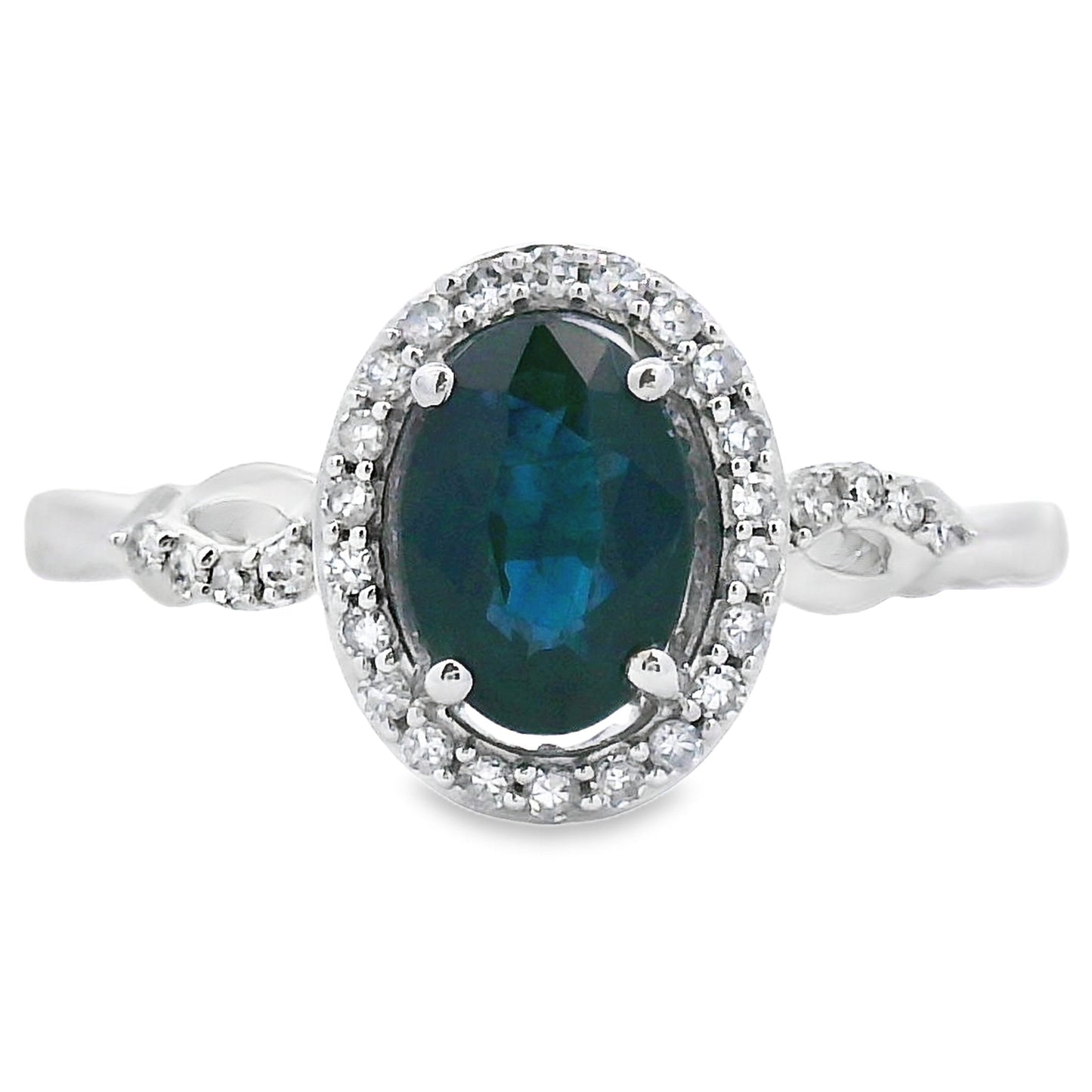 Anillo de Diamante de Zafiro Natural de 1.07ct en Oro Blanco de 10KT