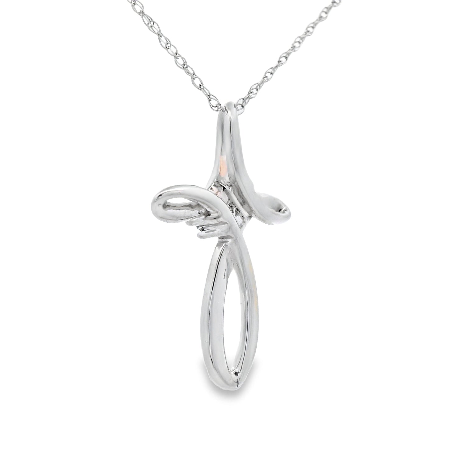 .04ct Pendentif Croix en Diamant en Or Blanc 14KT