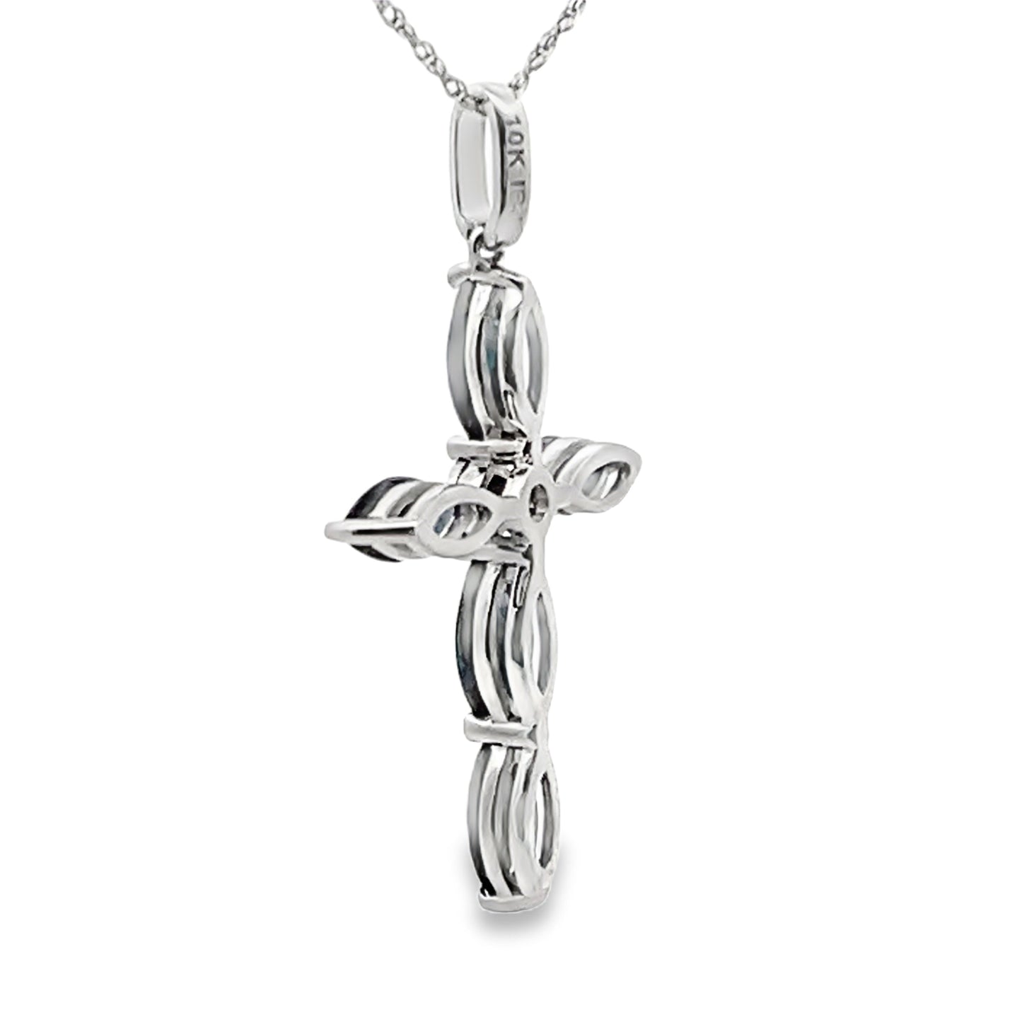 1.73ct Sapphire Cross Pendant in 10KT White Gold