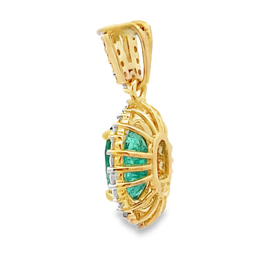 Emerald Diamond Fashion Pendant in 14KT Yellow Gold