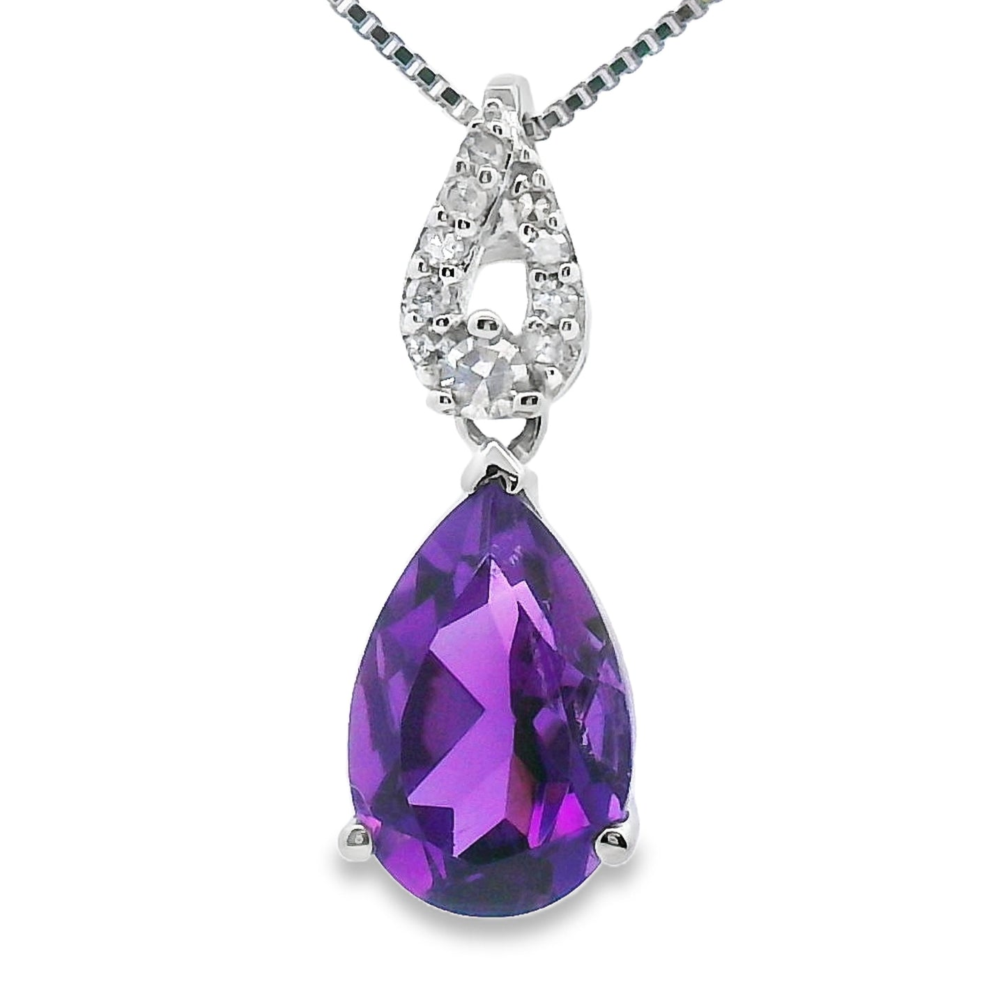 Amethyst Diamond Pendant in 10KT White Gold