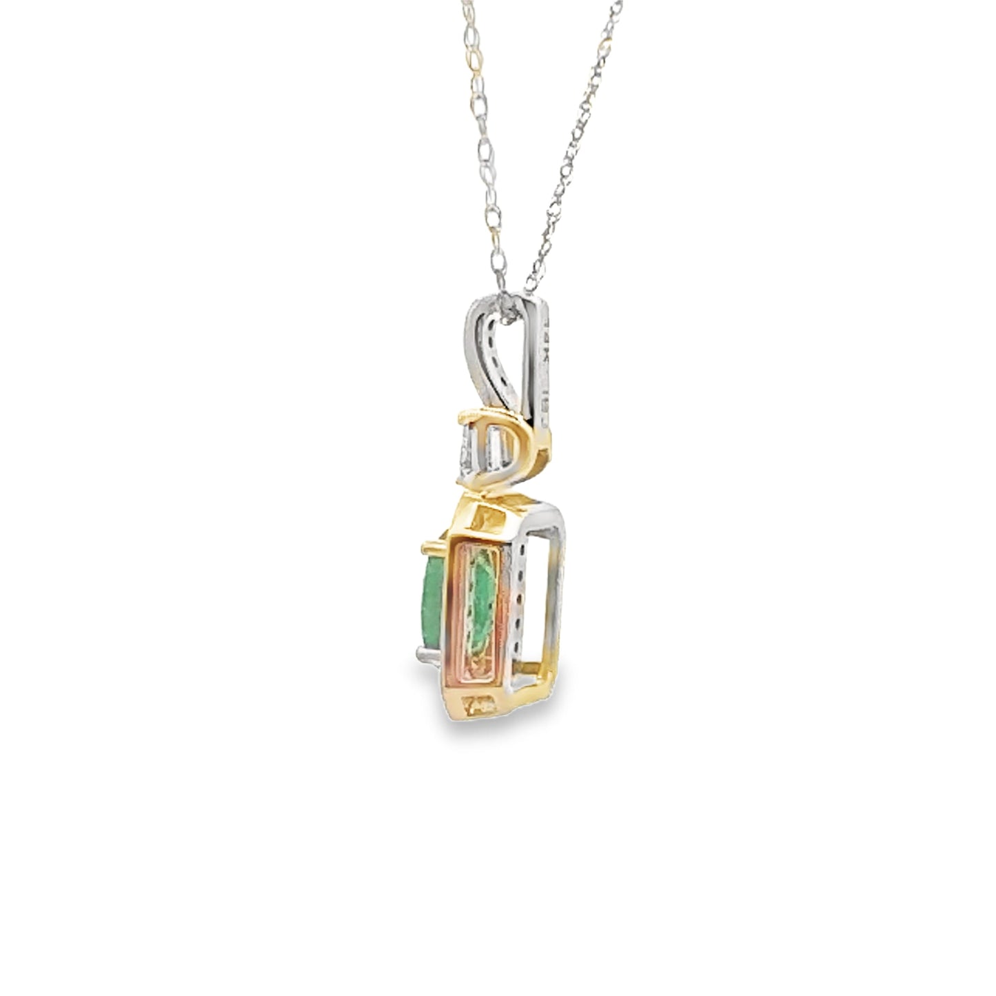.57ct Pendentif Émeraude & Diamant en Or Jaune 14KT