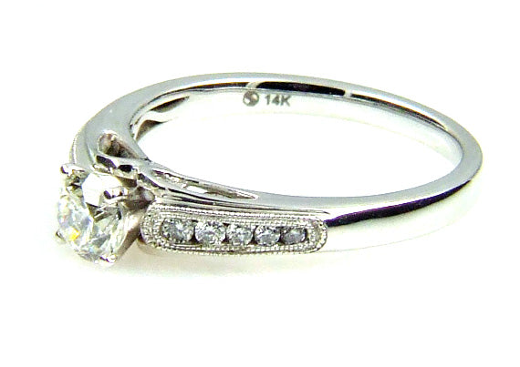 Bague de fiançailles en diamant naturel de 0,50 ct en or blanc 14KT